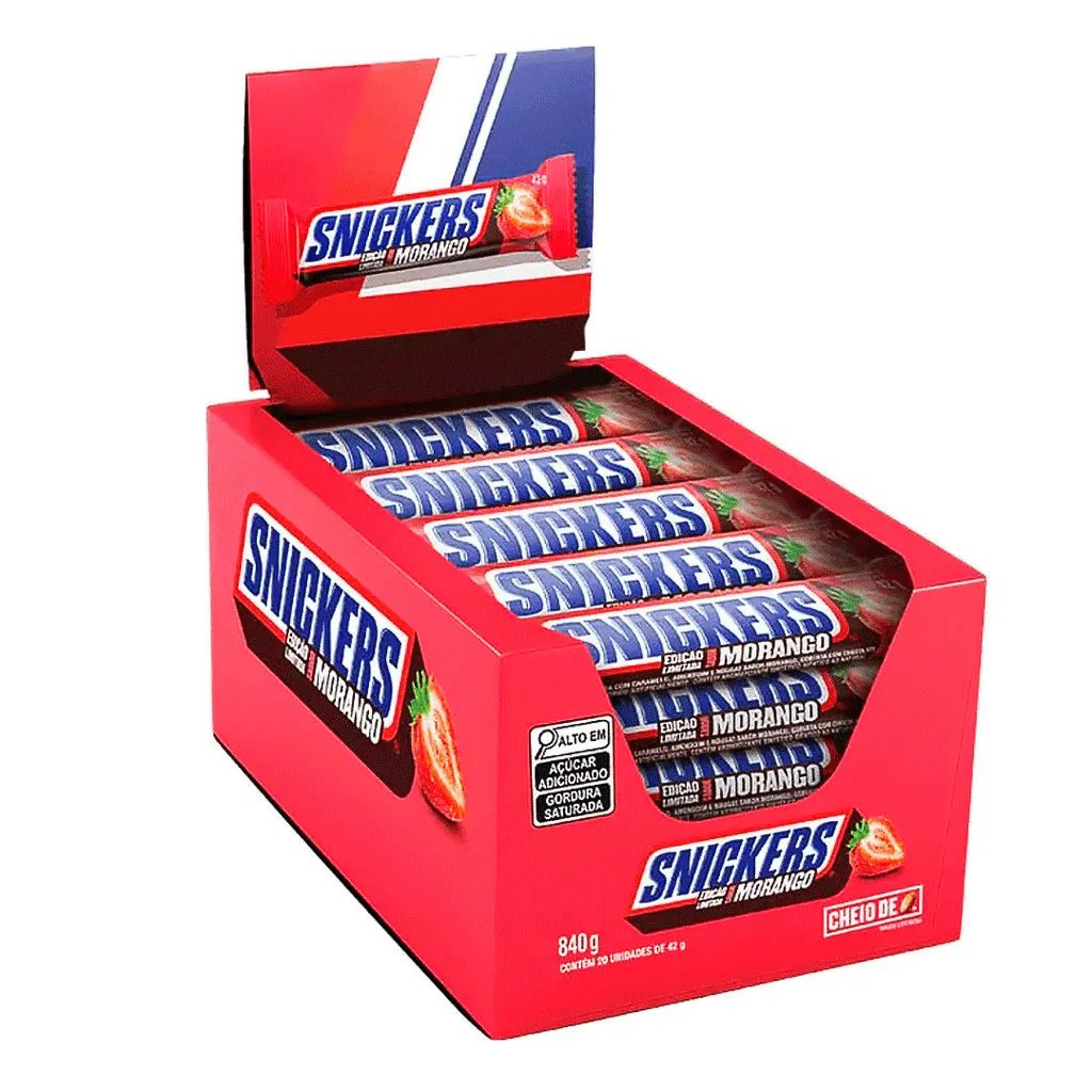 CHOCOLATE SNICKERS MORANGO COBERTURA CHOCOLATE 840G