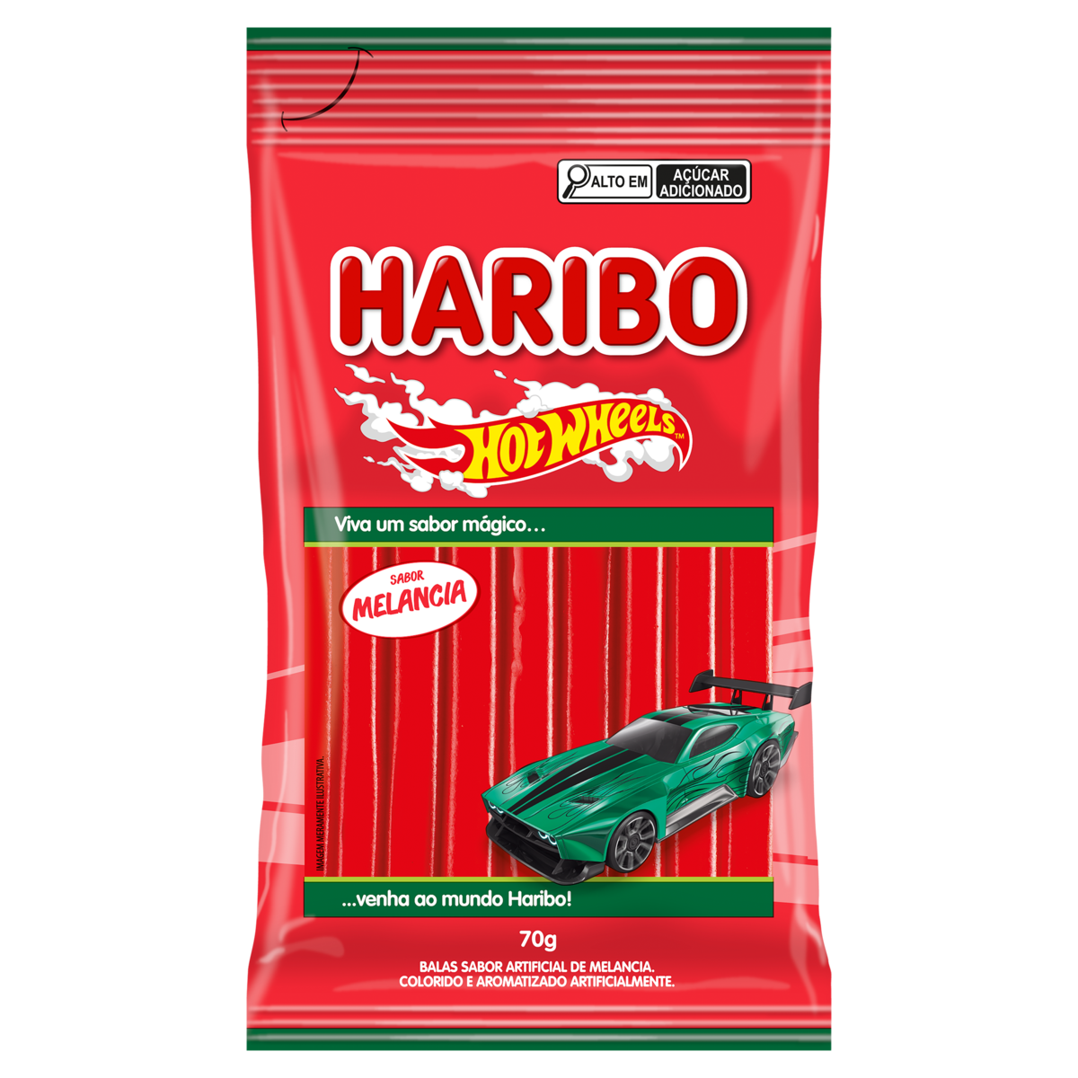 *BALA STICKS HARIBO HOT WHEELS MELANCIA 70G