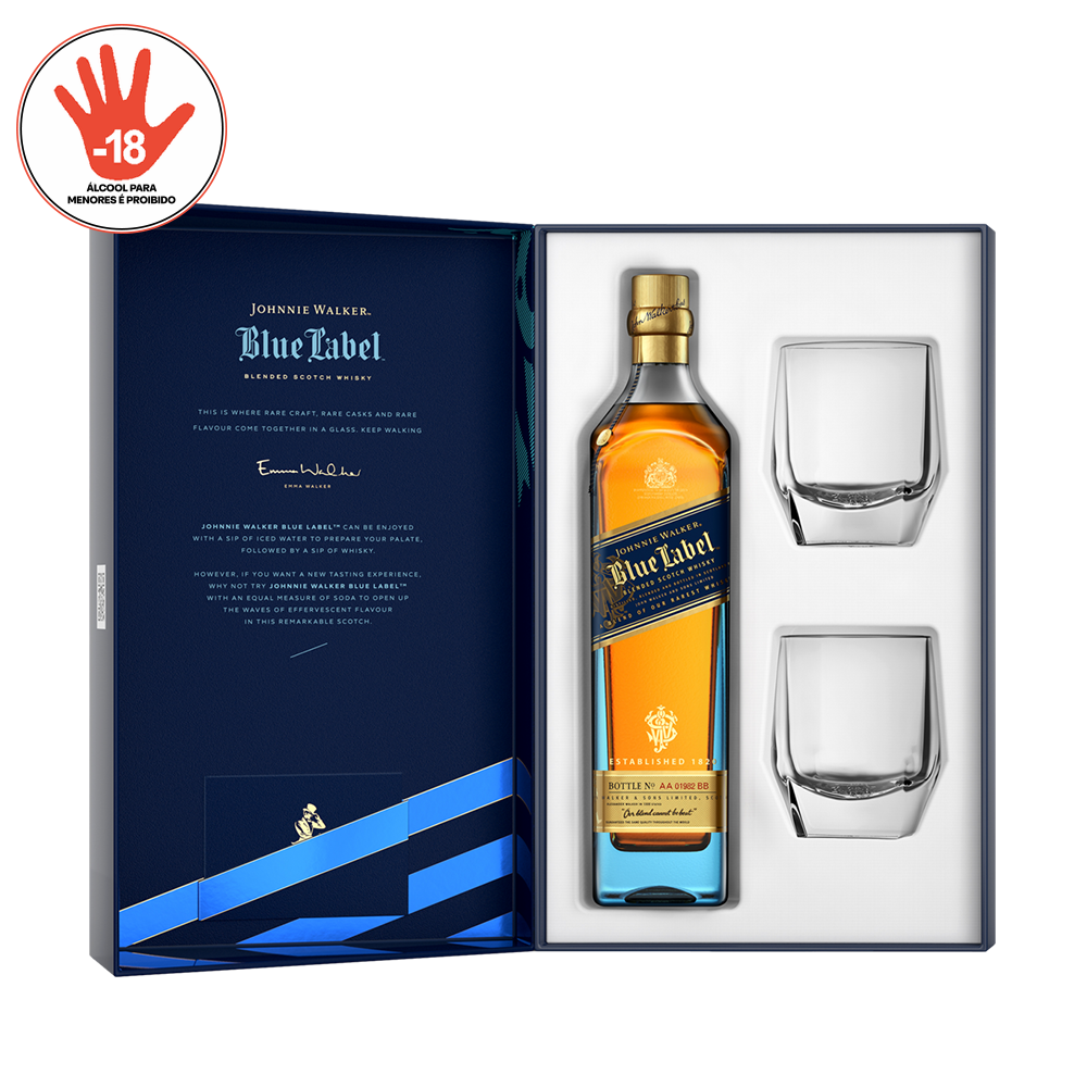KIT WHISKY JOHNNIE WALKER BLUE LABEL 750ML