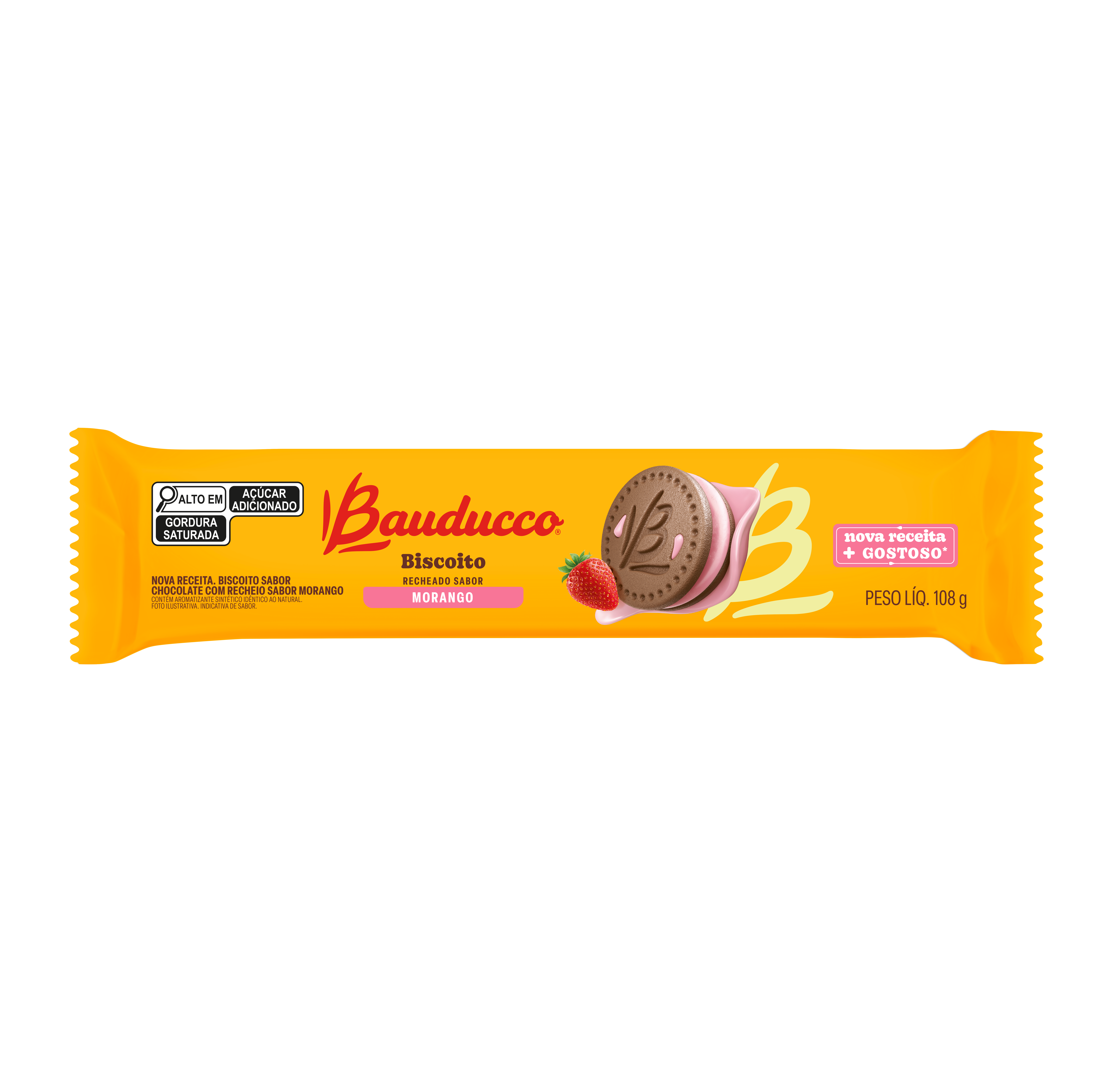 BISCOITO RECHEADO BAUDUCCO MORANGO 108G