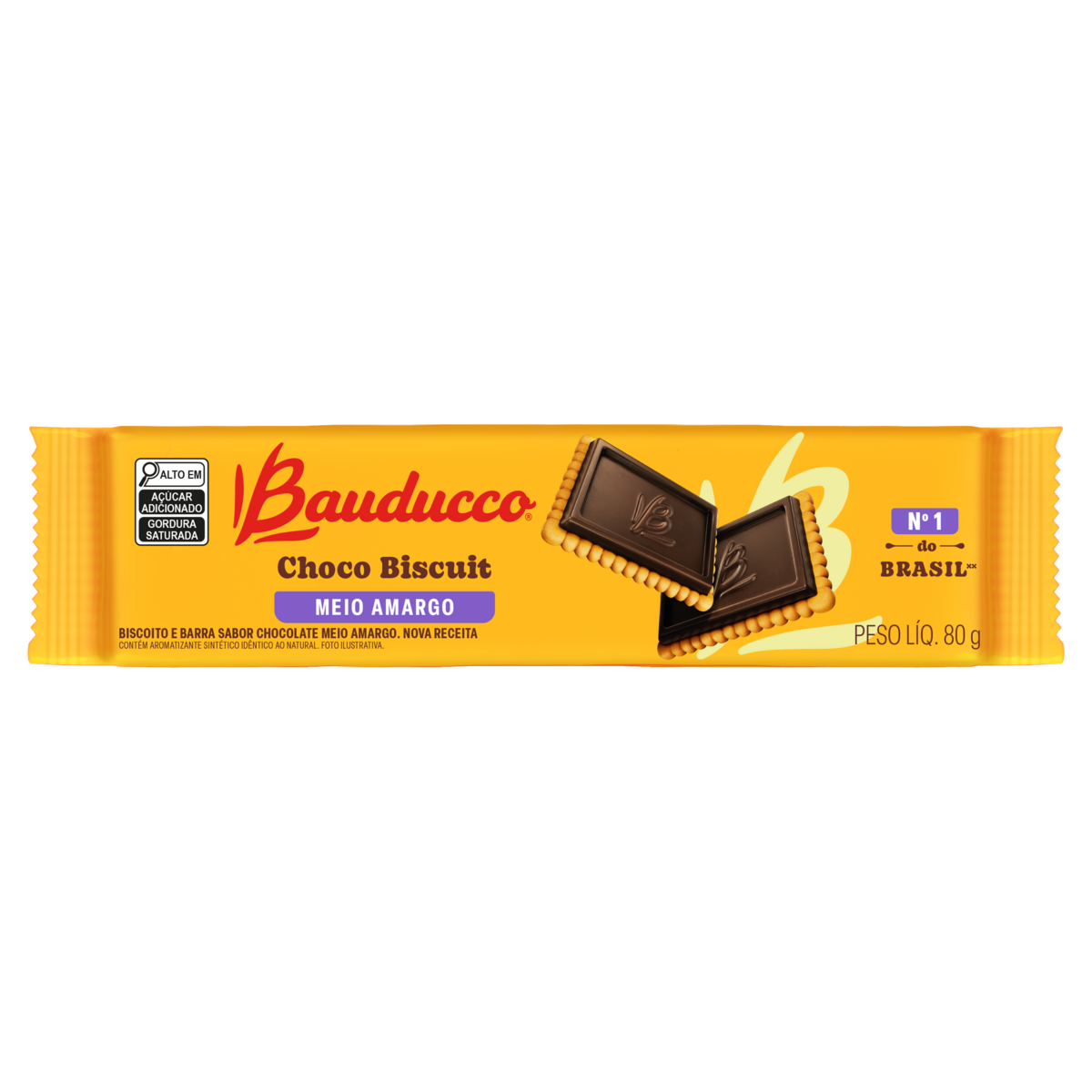 BISCOITO BAUDUCCO CHOCOBISCUIT MEIO AMARGO 80G