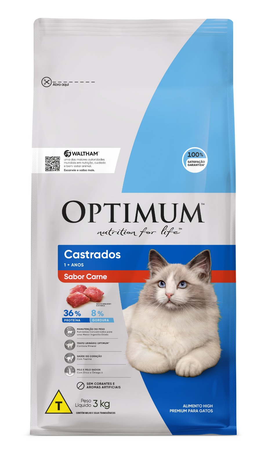 OPTIMUM CAT ADULTO CASTRADO CARNE 3KG
