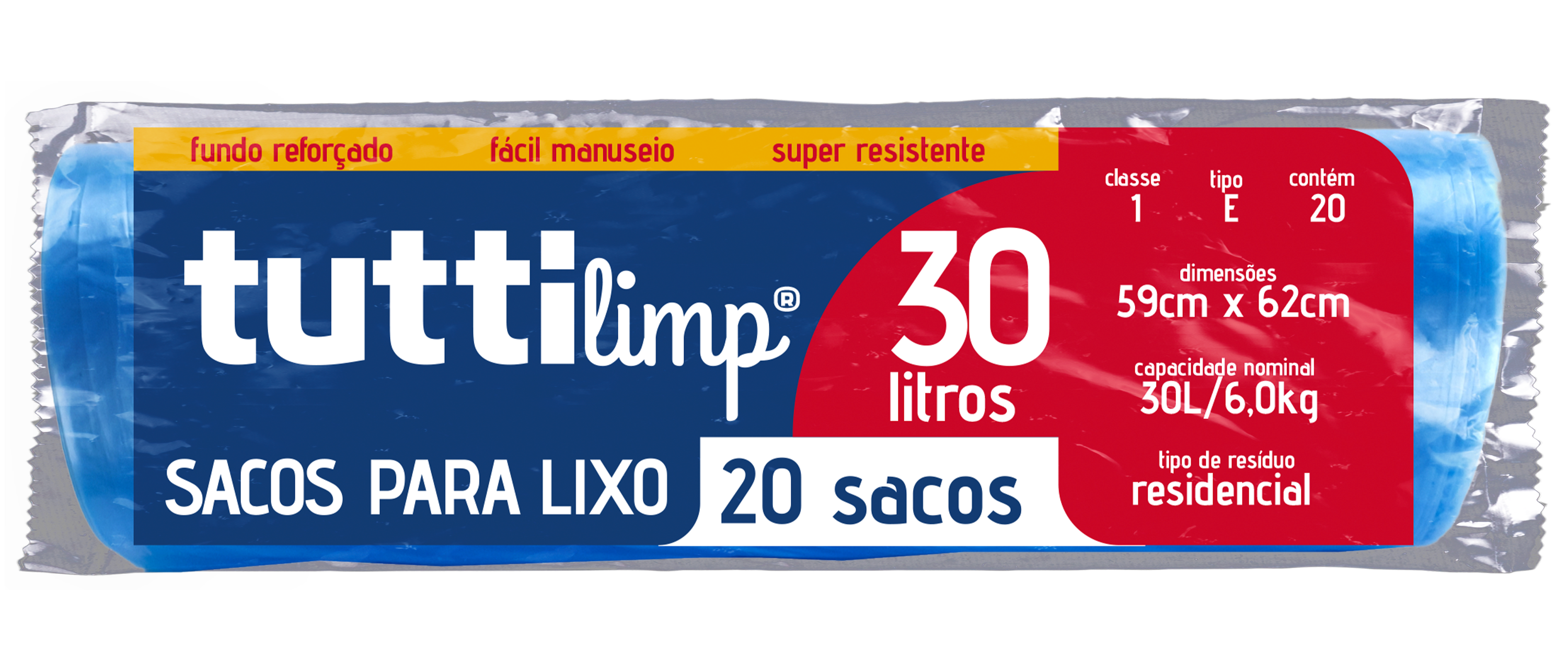 SACO PARA LIXO EM ROLO TUTTI 30LT 20 SACOS