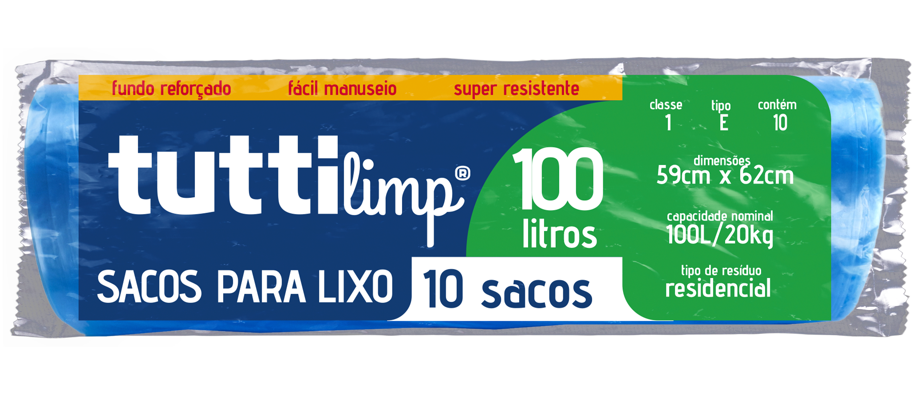 SACO PARA LIXO EM ROLO TUTTI 100LT 10 SACOS