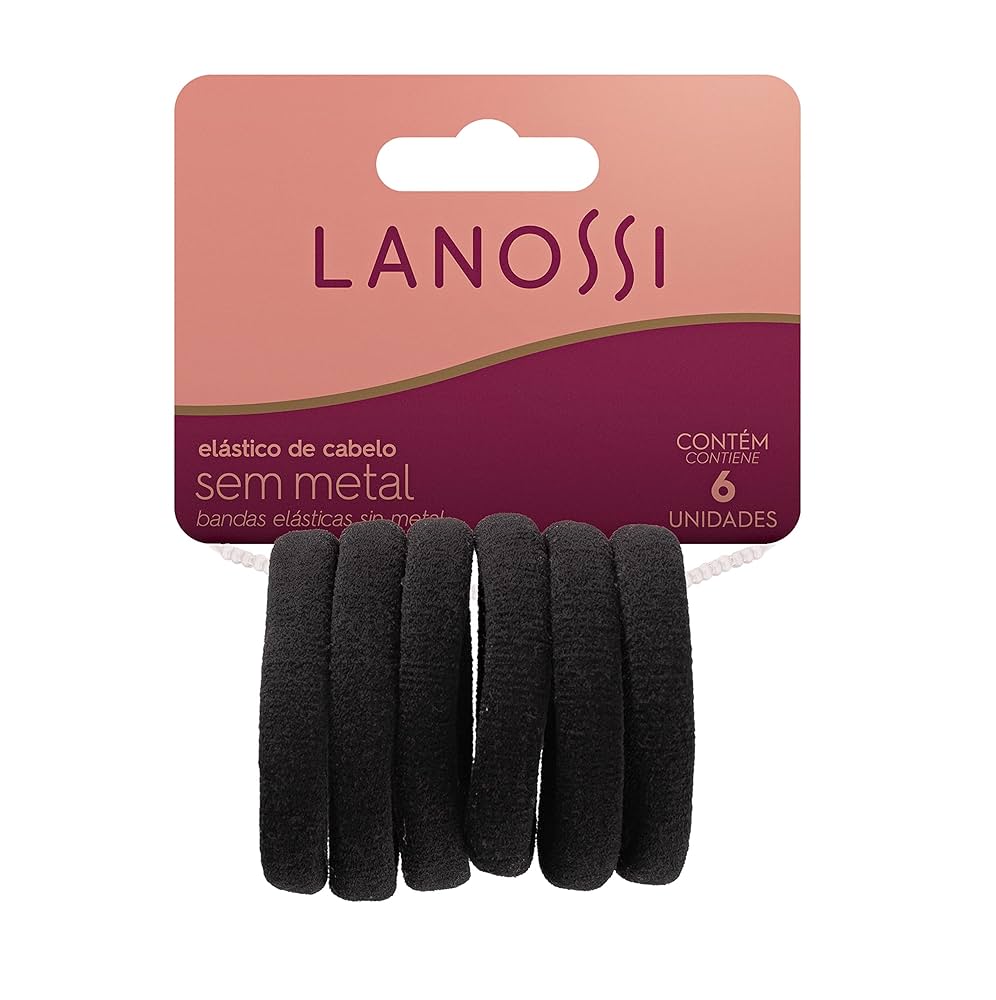 ELÁSTICOS DE CABELO LANOSSI SEM METAL BLACK 6 UND
