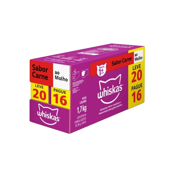 WHISKAS SACHÊ ADULTO CARNE LV20 PG16 85G