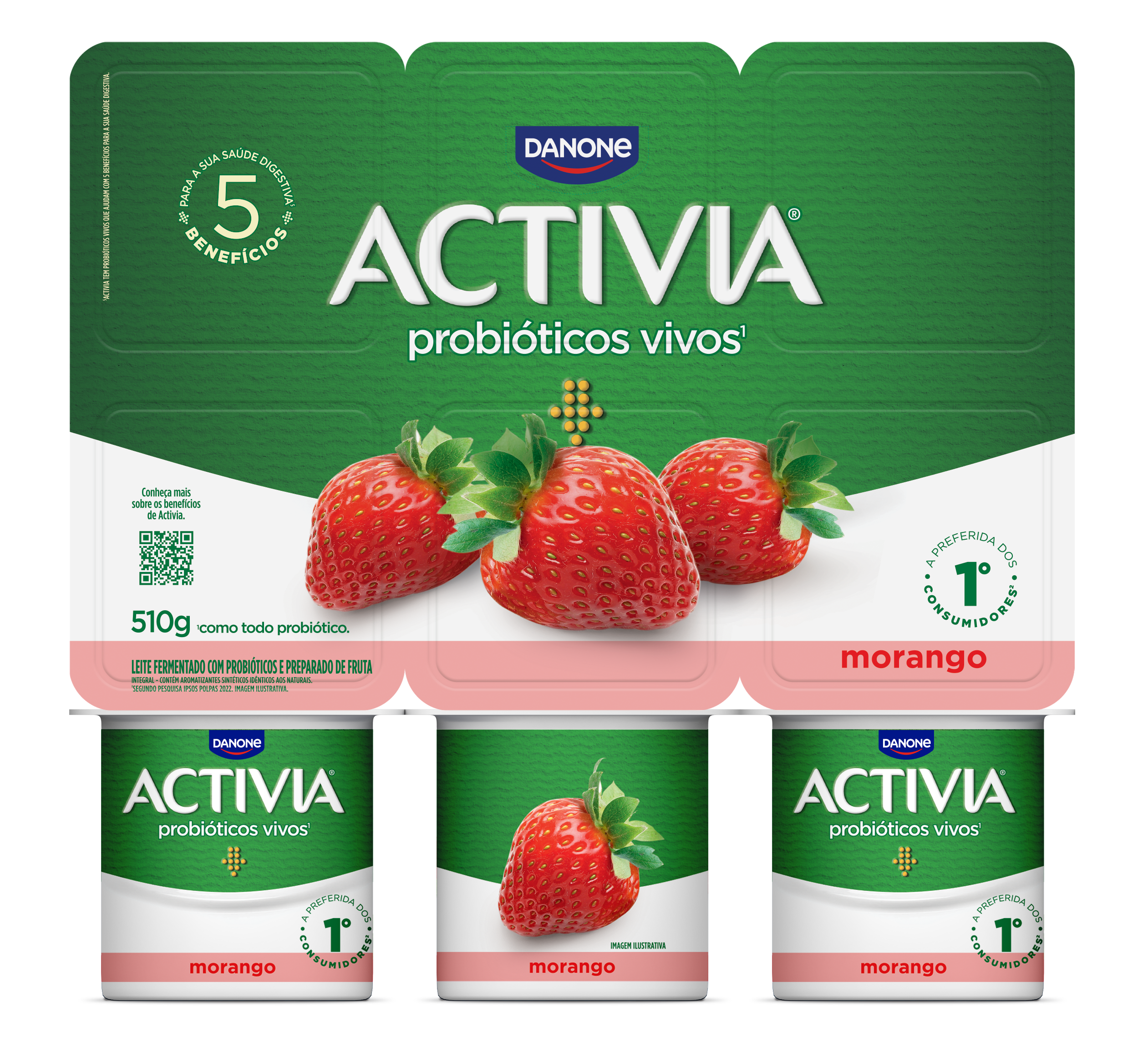 ACTIVIA POLPA MORANGO 510GR