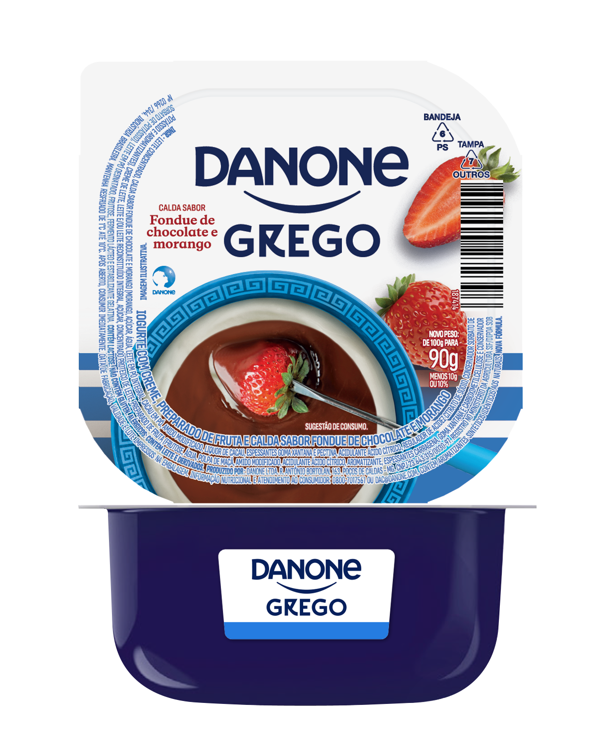 DANONE GREGO CHOCOLATE COM MORANGO 90G