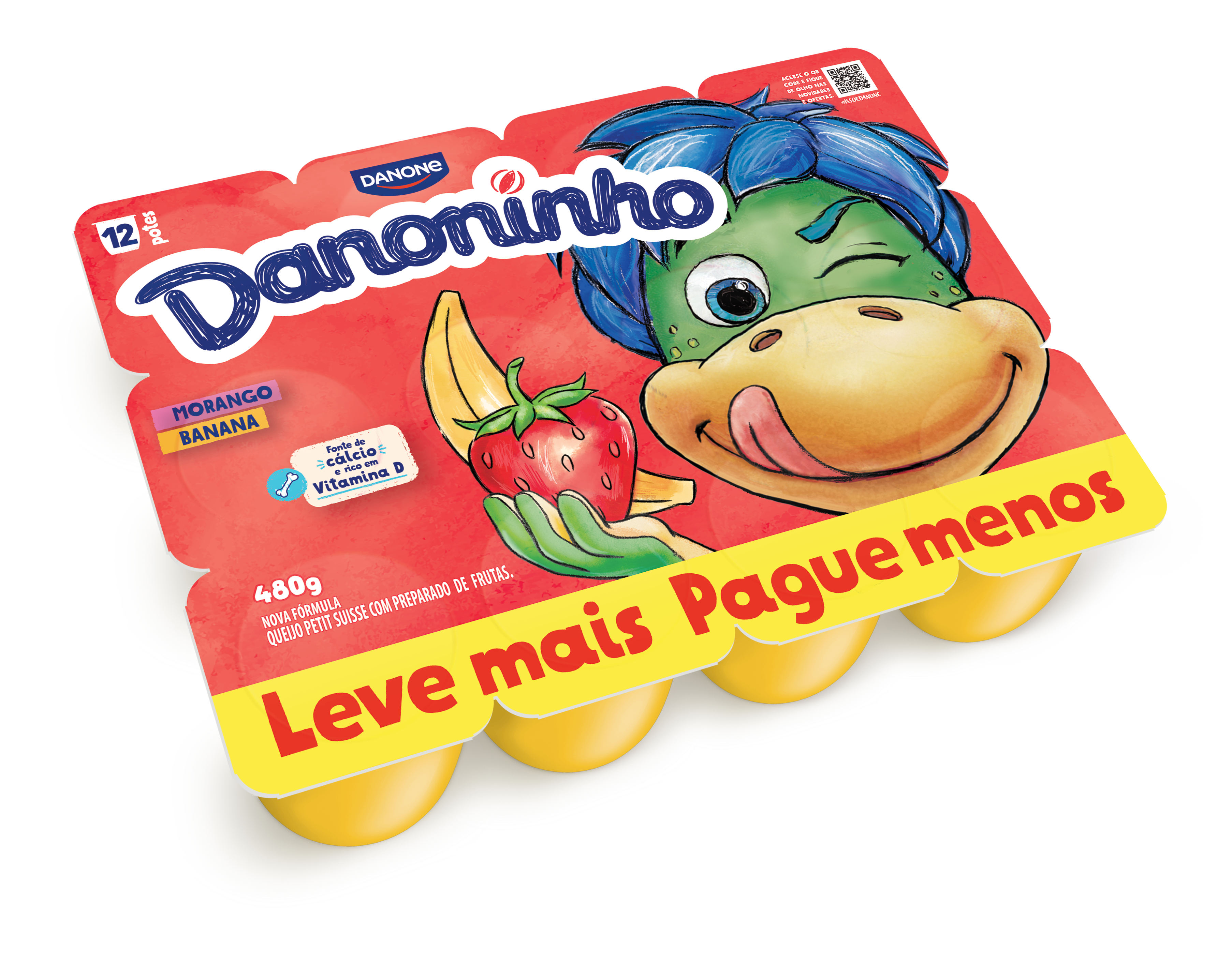DANONINHO PETIT SUISSE  MORANGO E BANANA QUEIJO 480G