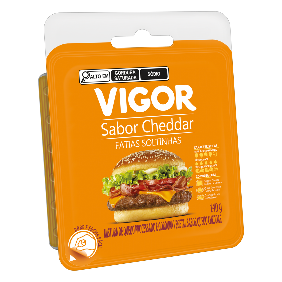 QUEIJO FATIADO CHEDDAR VIGOR 140G