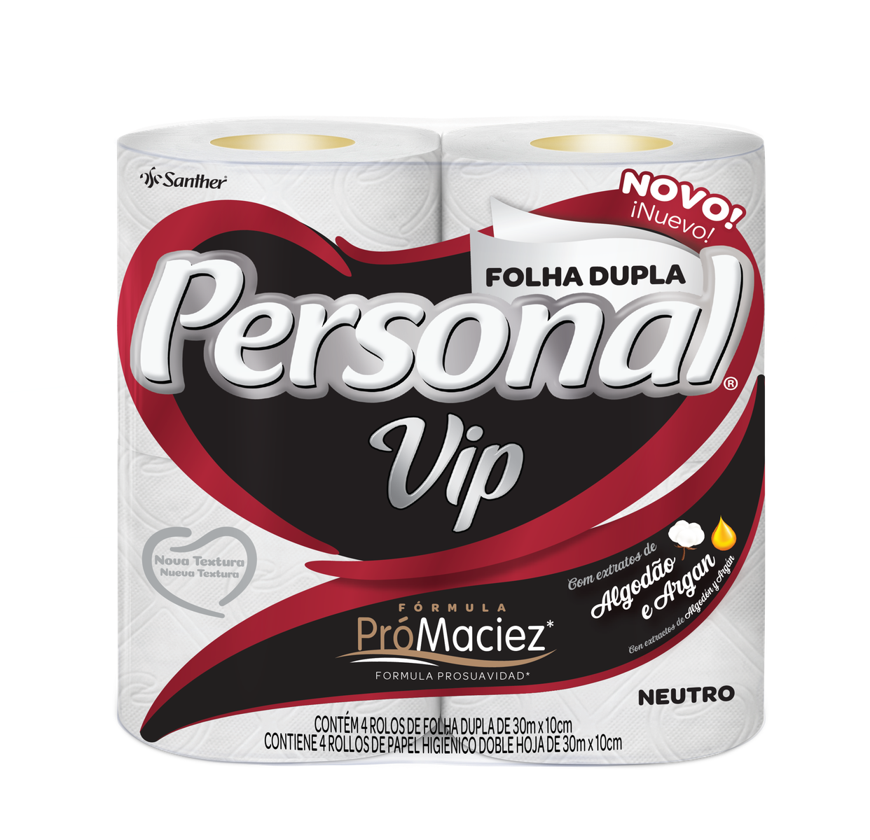 PAPEL HIGIÊNICO PERSONAL VIP NEUTRO 4X30M