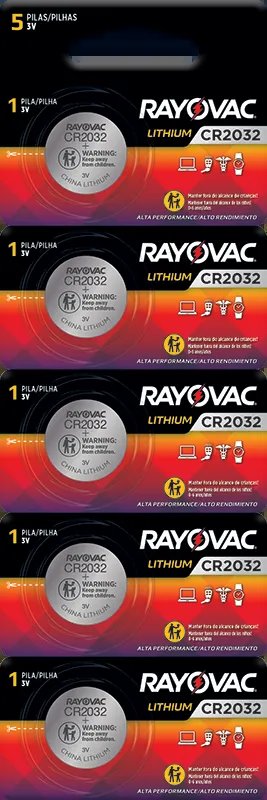PILHA RAYOVAC ELETRÔNICA LITHIUM CR2032 COM 5 UND