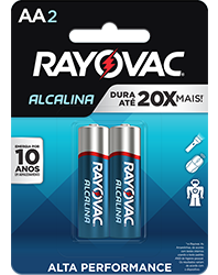 PILHA RAYOVAC ALCALINA AA PEQUENA COM 2 UND