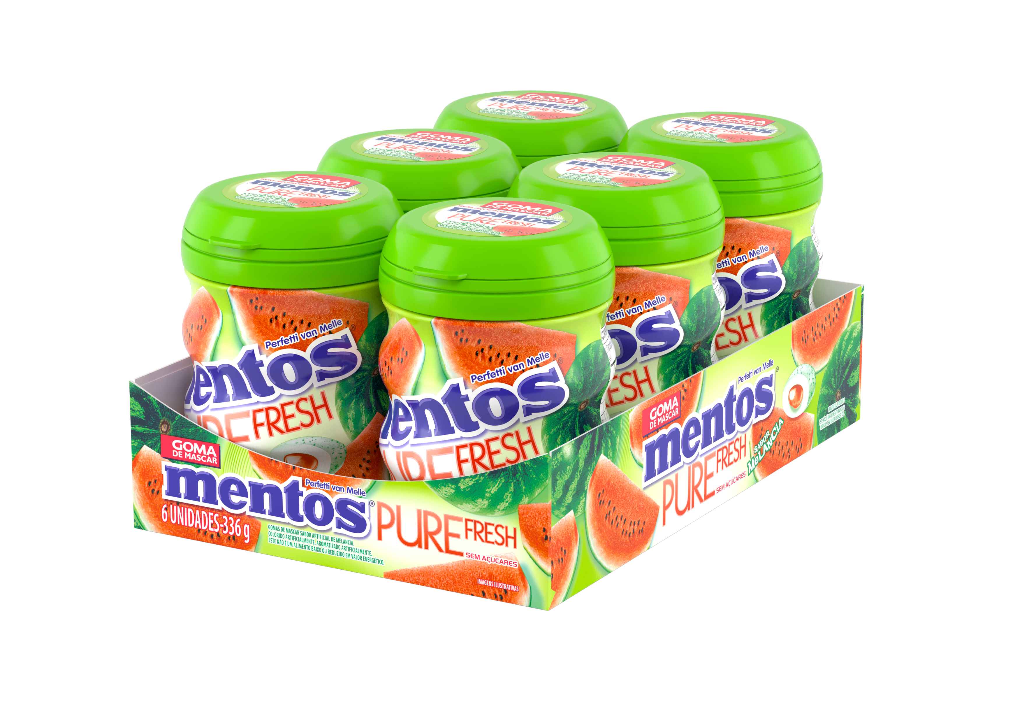 MENTOS GARRAFA PURE FRESH MELANCIA 6X56G 336G