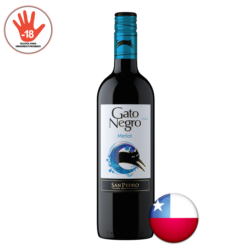 VINHO TINTO CHILENO GATO NEGRO  MERLOT 750ML