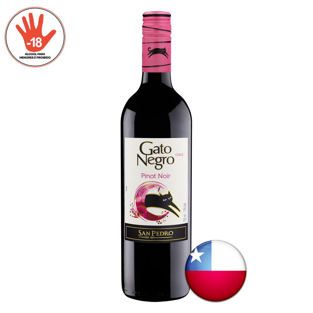 VINHO TINTO CHILENO GATO NEGRO PINOT NOIR 750ML