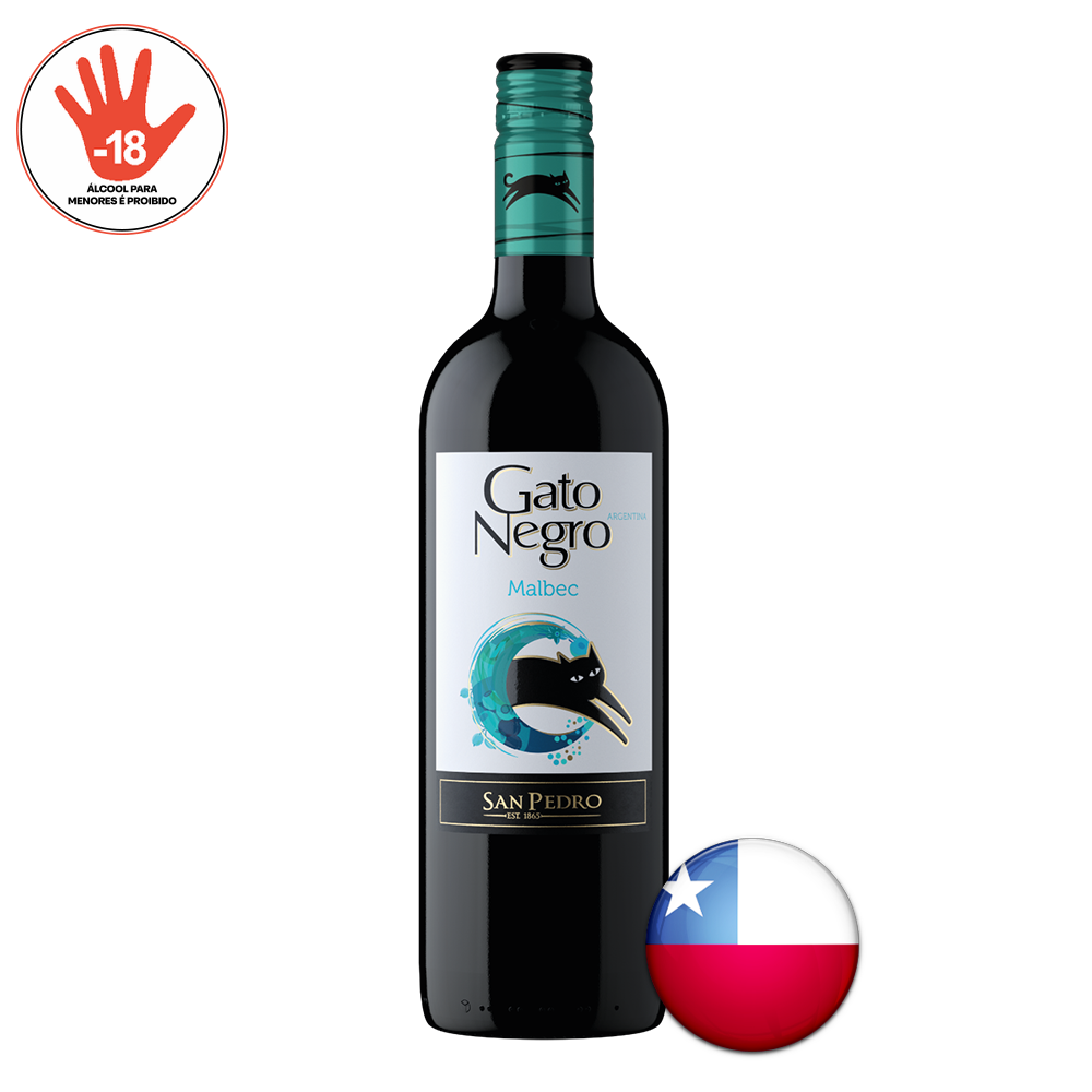 VINHO TINTO CHILENO GATO NEGRO MALBEC 750ML