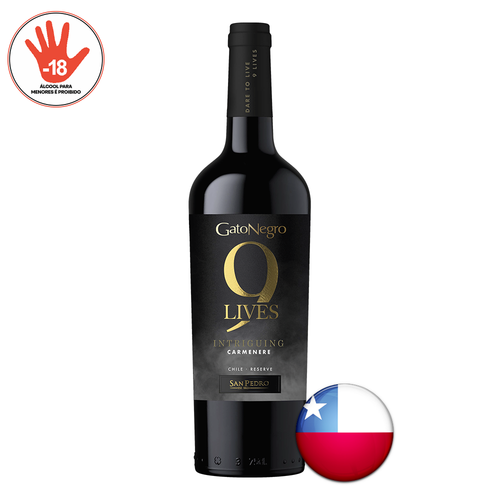 VINHO TINTO GATO NEGRO 9LIVES CARMENERE VH 750ML