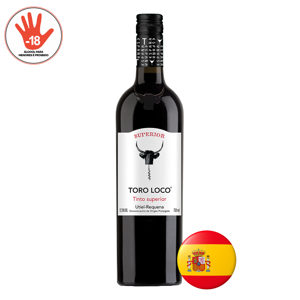 VINHO ESPANHOL TINTO TORO LOCO MEIO SECO SUPERIOR UTIEL 375ML