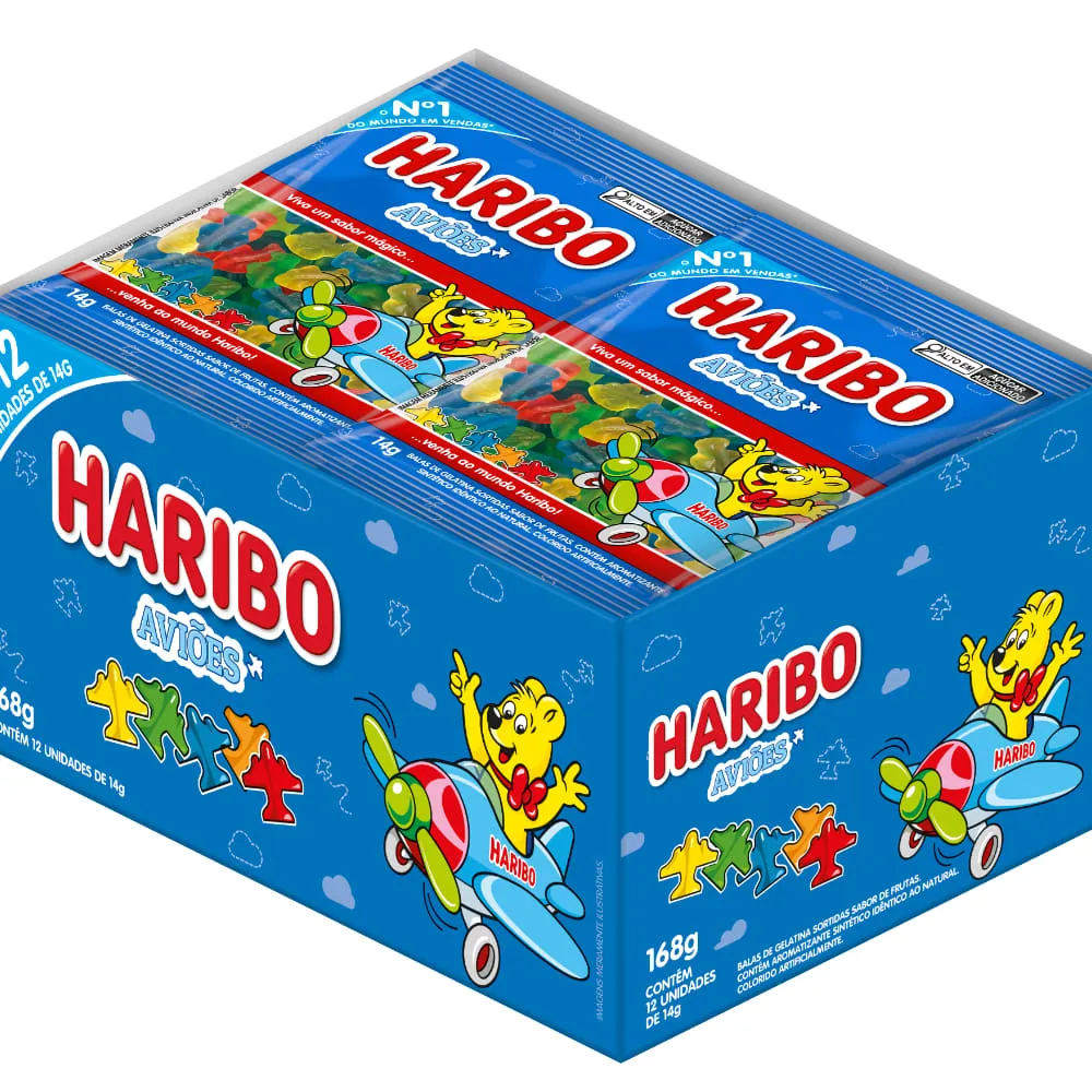 BALA DE GELATINA HARIBO AVIÕES 12X14G