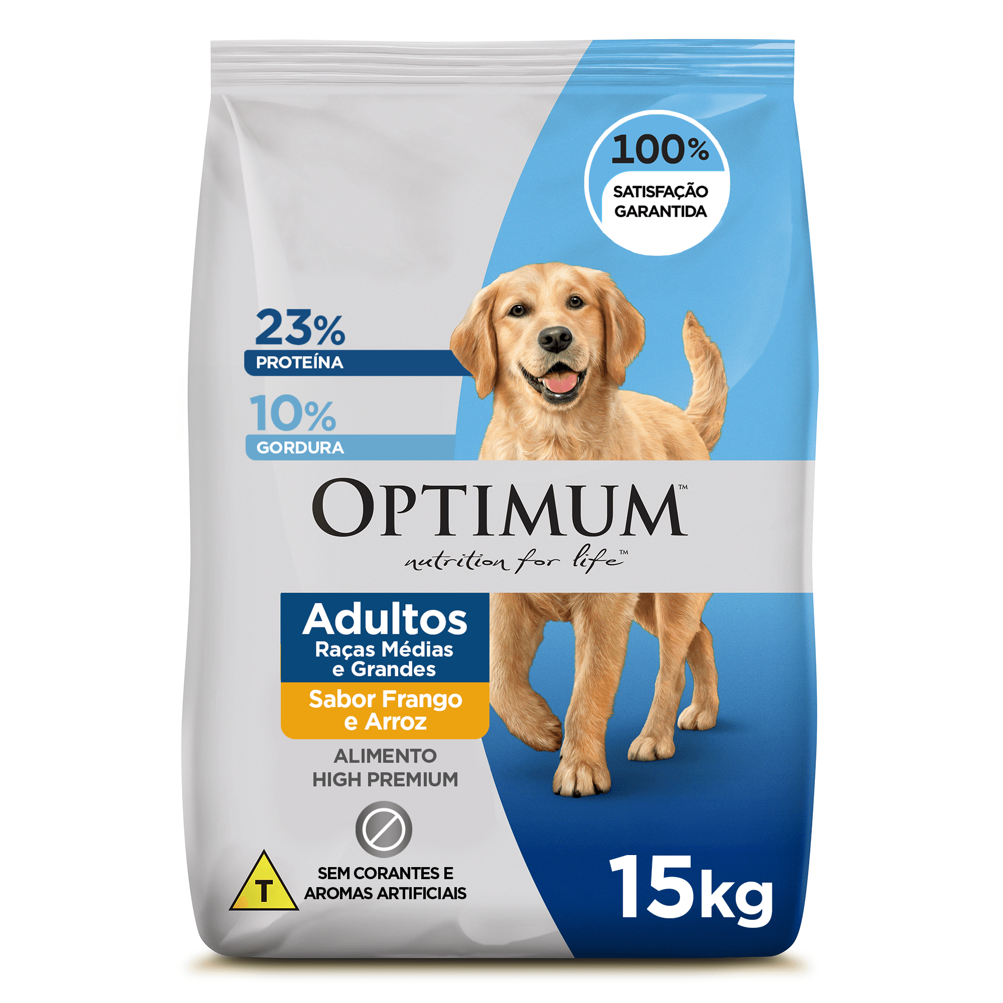 OPTIMUM DOG ADULTOS RAÇAS MÉDIAS E GRANDES FRANGO E ARROZ 15KG