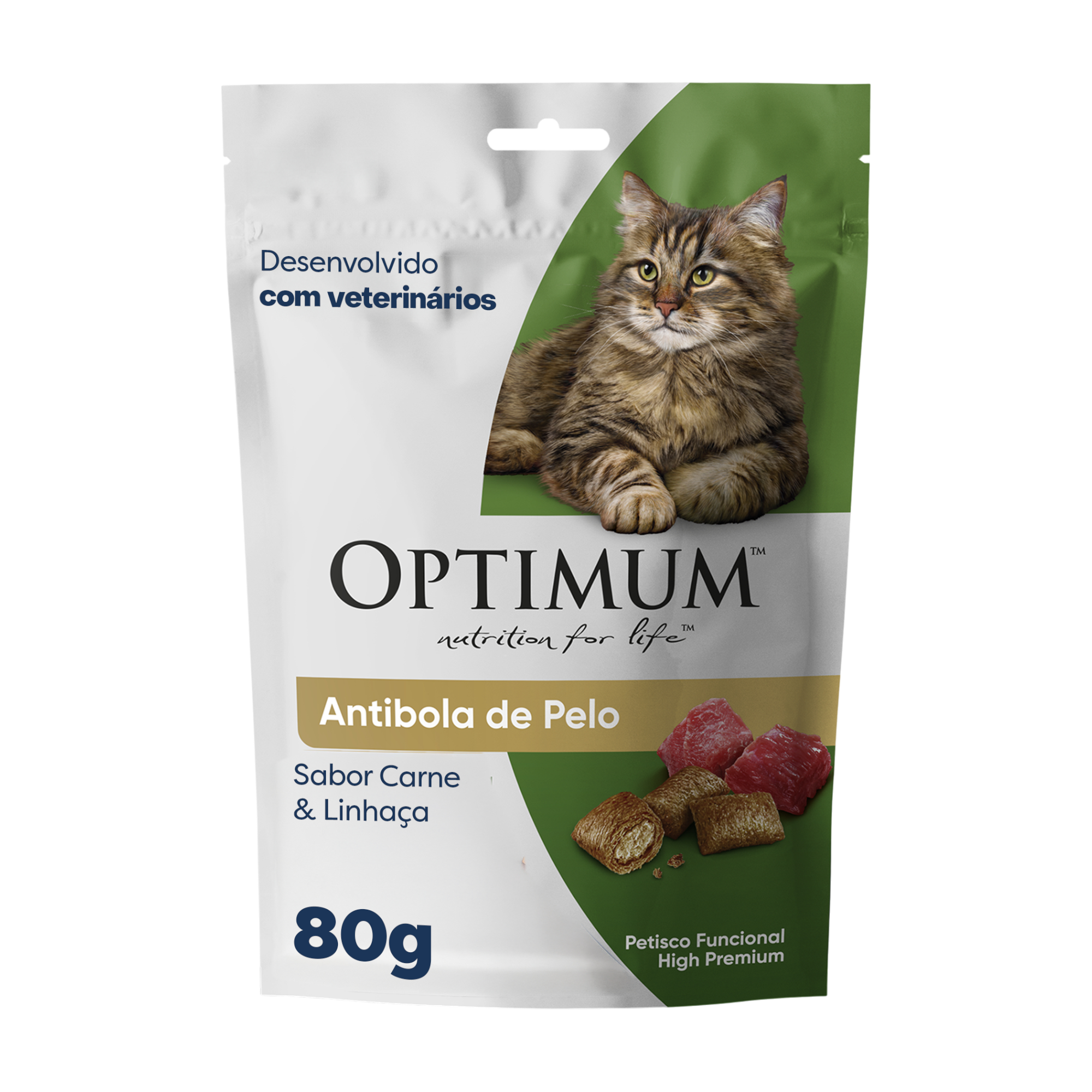 OPTIMUM CAT SACHÊ CARNE E LINHAÇA 80G