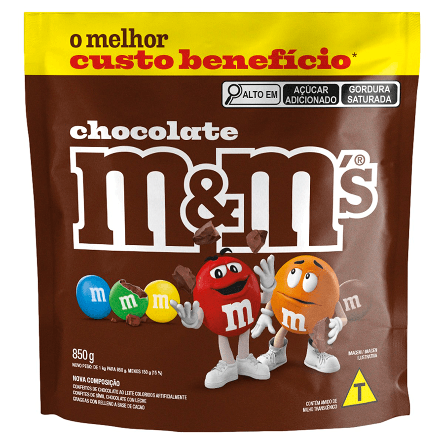 CHOCOLATE M&Ms CHOCOLATE AO LEITE POUCH 850G