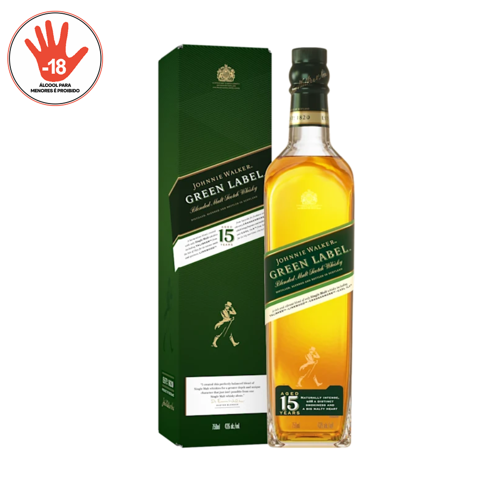 WHISKY JOHNNIE WALKER GREEN LABEL 15 ANOS 750ML
