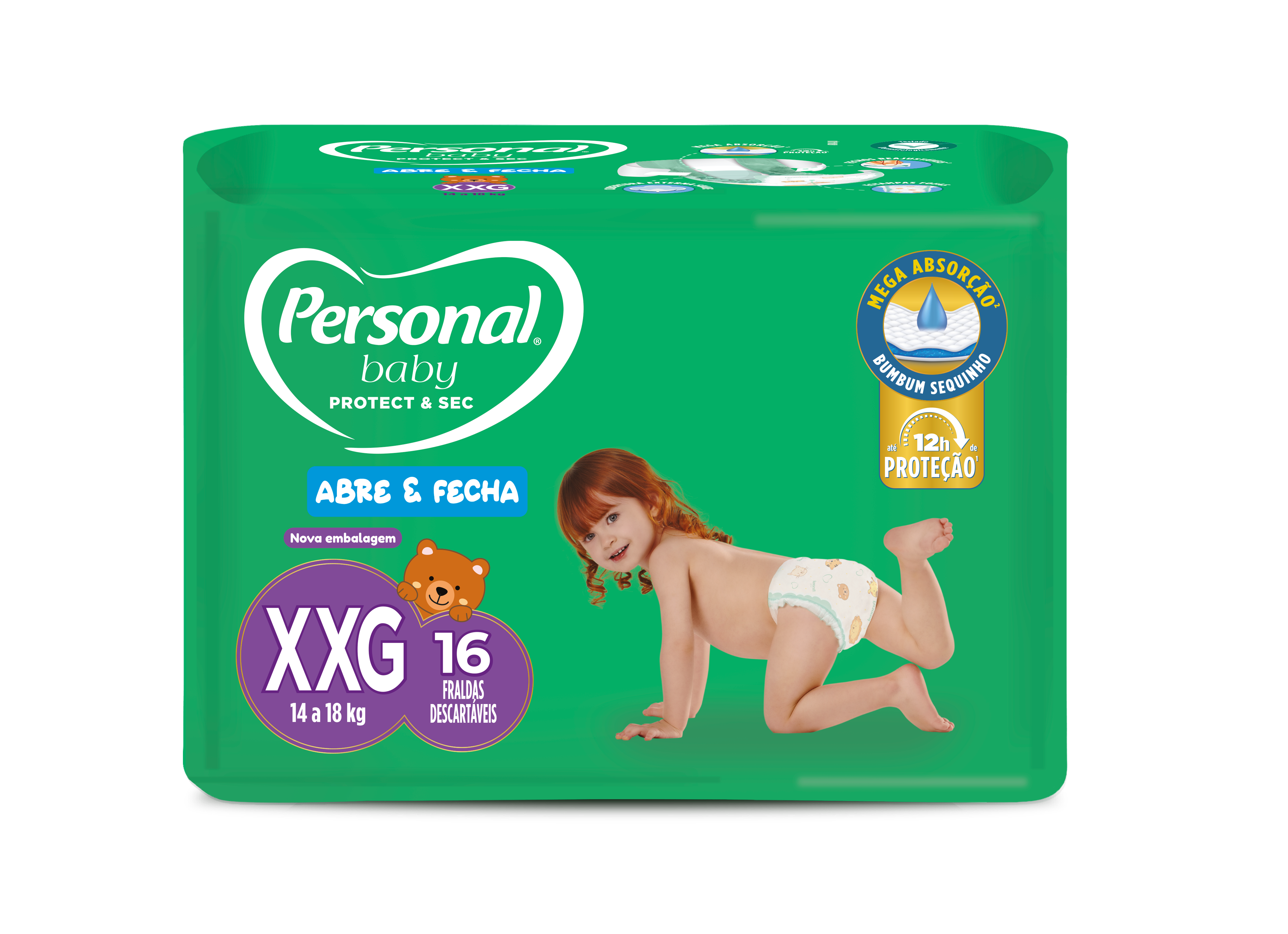 FRALDA DESCARTÁVEL PERSONAL BABY PROTECT & SEC XXG PACOTE 16 UNIDADES