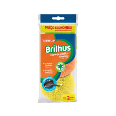 ESPONJA BRILHUS PLÁSTICA 3 UNIDADES