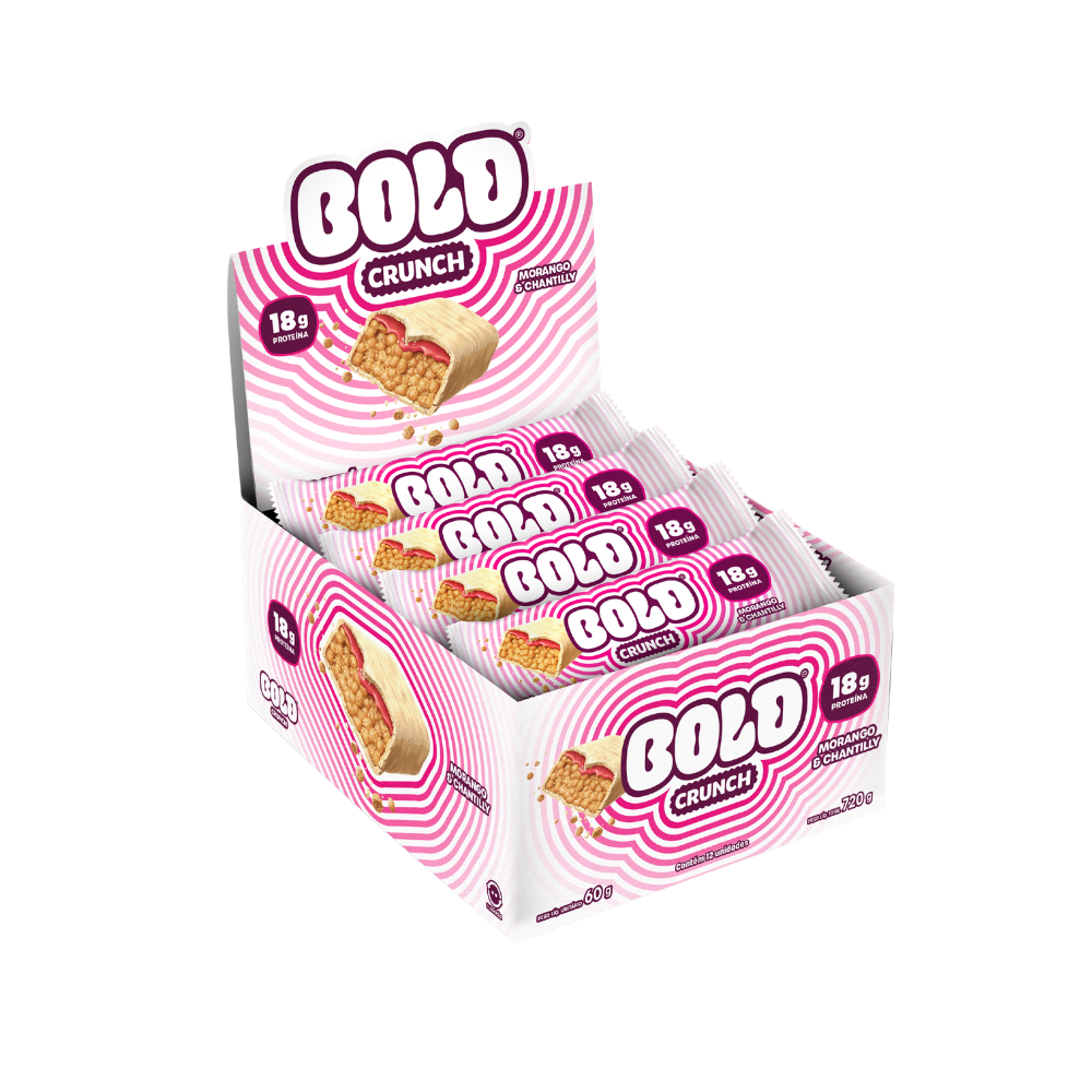 BARRA DE PROTEÍNA BOLD CRUNCH MORANGO & CHANTILLY 720X60G
