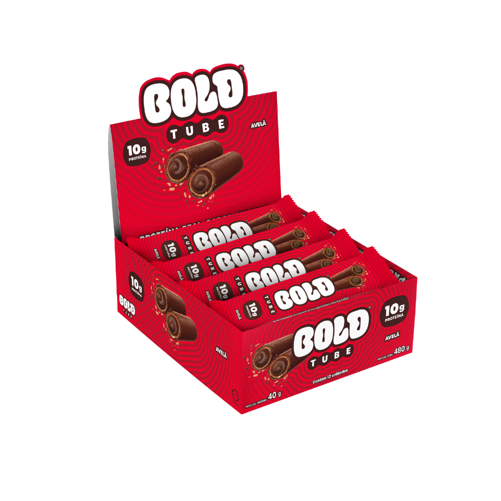 TUBO WAFER RECHEADO BOLD TUBE AVELÃ 480X40G