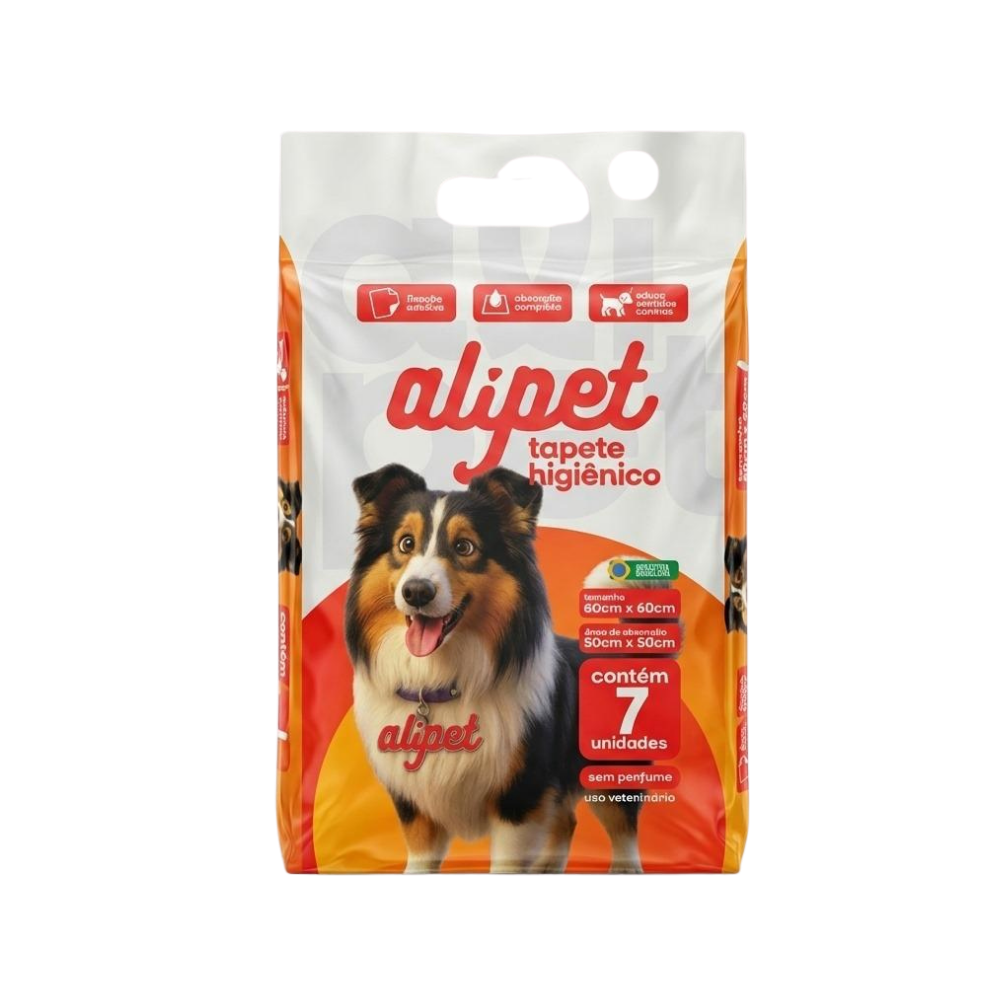 TAPETE HIGIÊNICO PARA CÃES ALIPET COM 7UND 60X60CM
