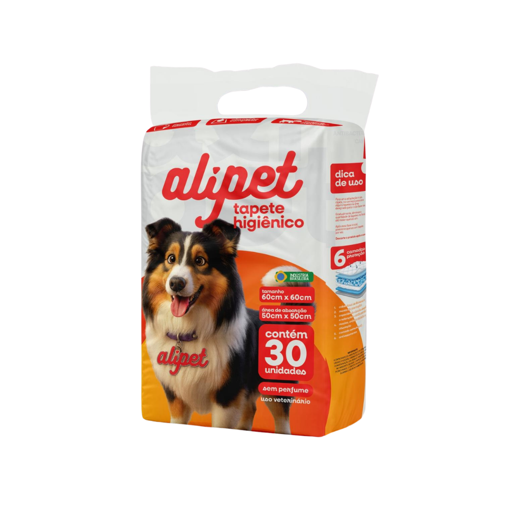 TAPETE HIGIÊNICO PARA CÃES ALIPET COM 30UND 60X60CM