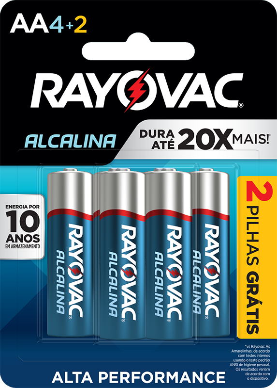 PILHA RAYOVAC ALCALINA AA PEQUENA COM 6 LV6 PG4
