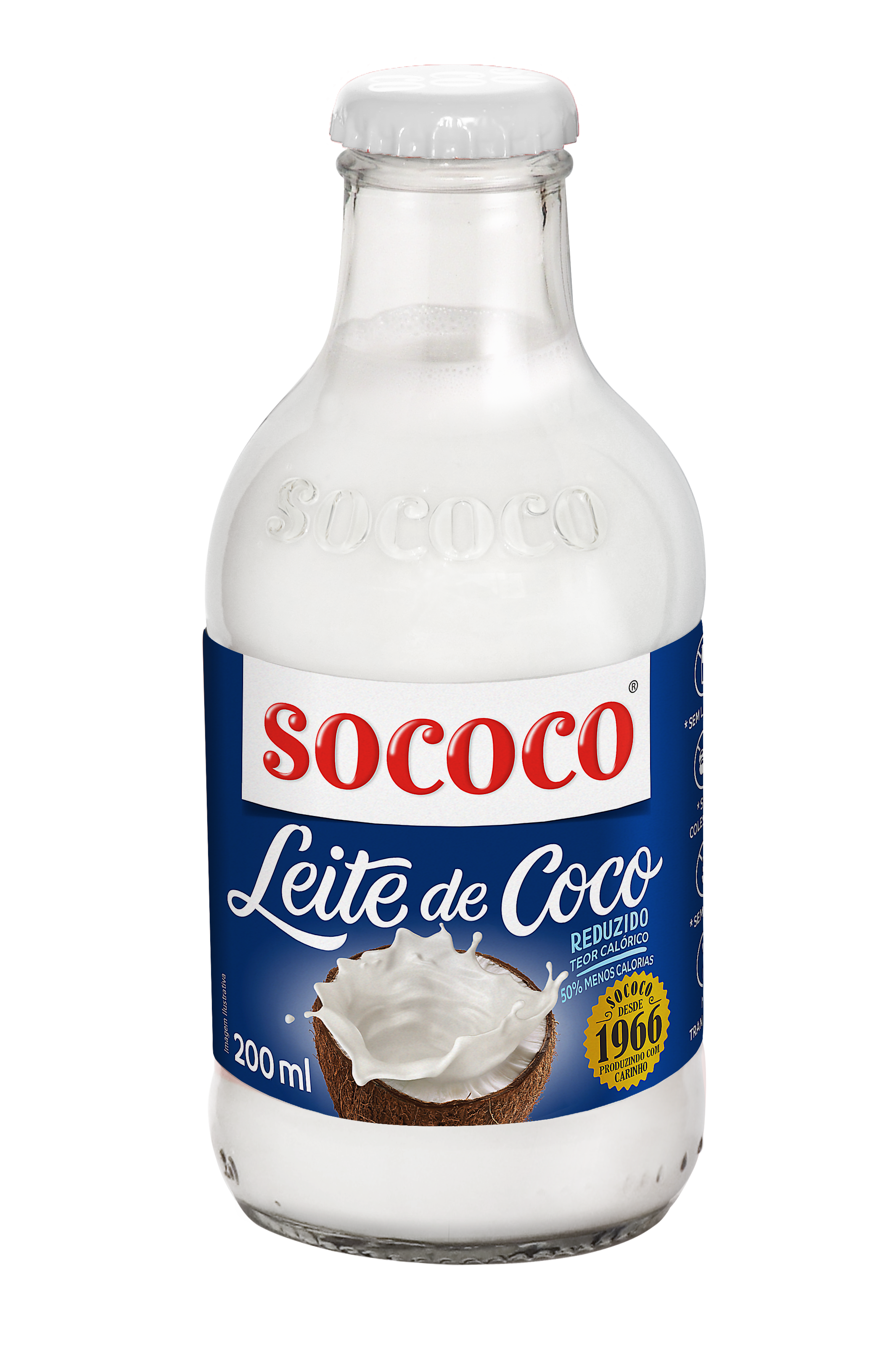 LEITE DE COCO SOCOCO 50% MENOS CALORIAS VIDRO 200ML