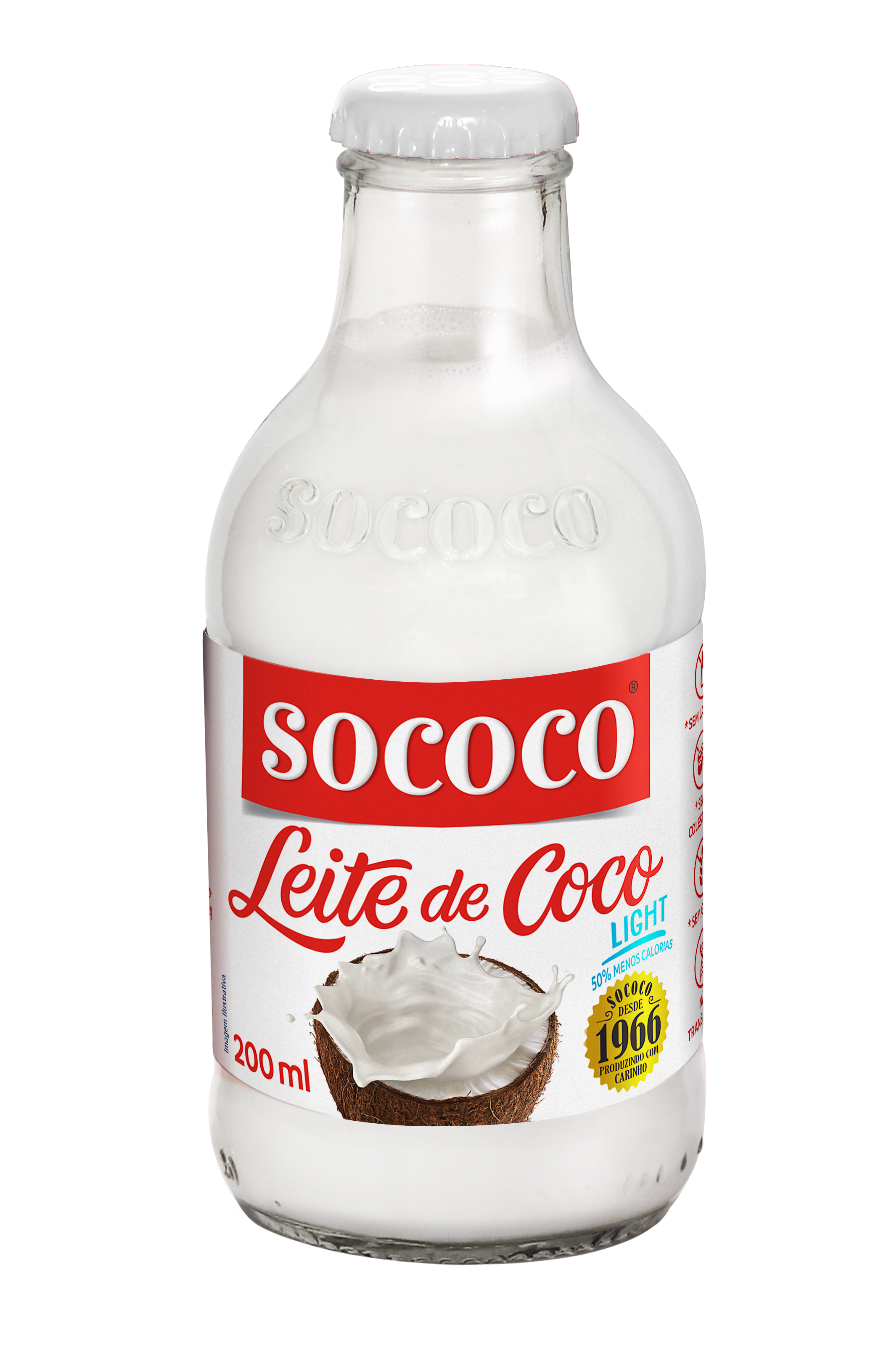 LEITE DE COCO SOCOCO 50% MENOS CALORIAS VIDRO 500ML