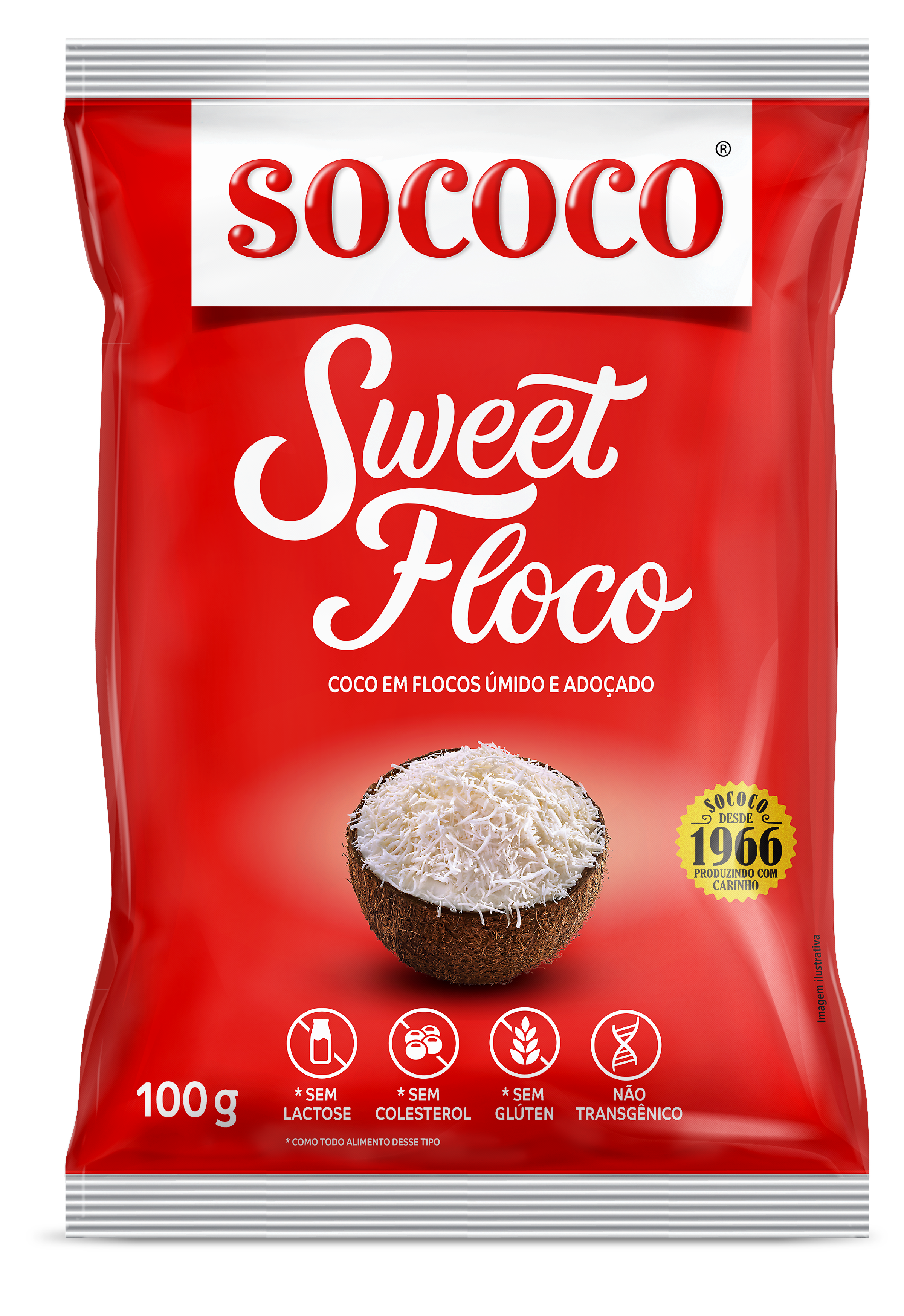 SWEET FLOCO DE COCO SOCOCO ÚMIDO ADOÇADO 100G