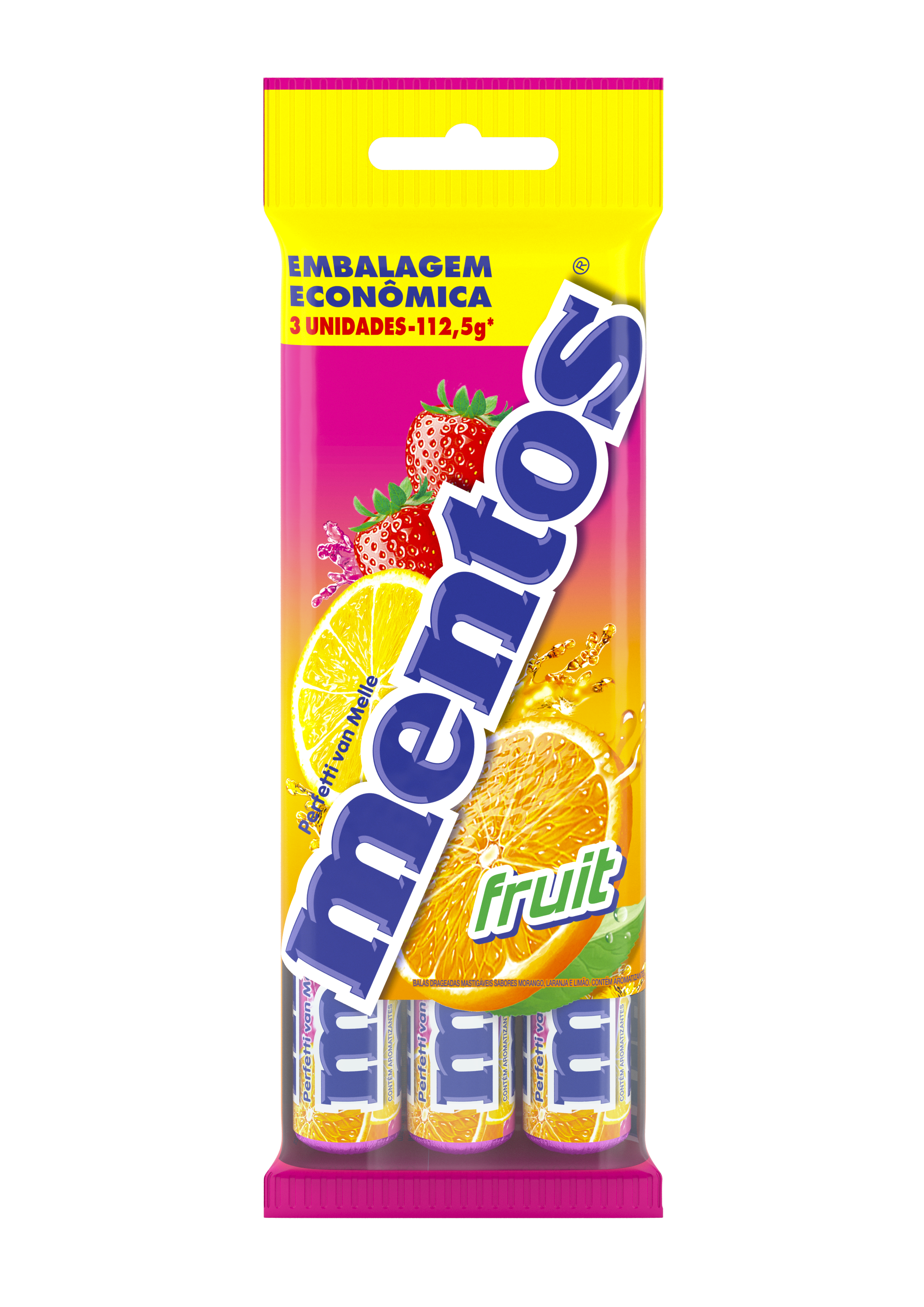MENTOS STICK PACK FRUTAS 3X37G 112,5G